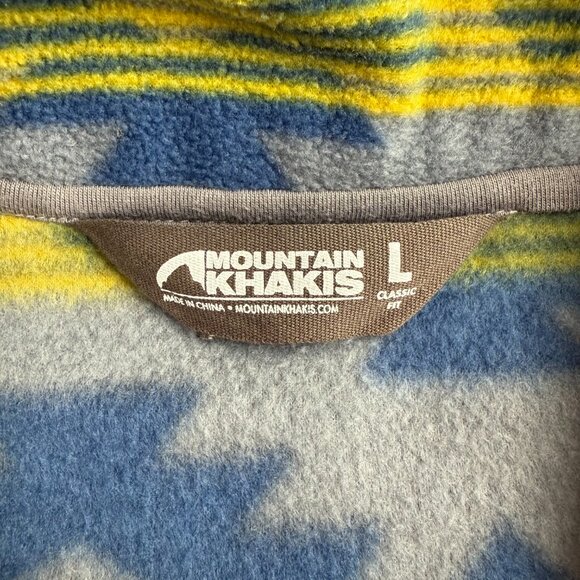 Mountain Khakis Sweater Mens Large L Grey Blue Quarter Snap Aztec Print Fleece - Picture 4 of 11